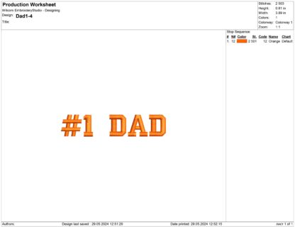 #1 Dad Embroidery design