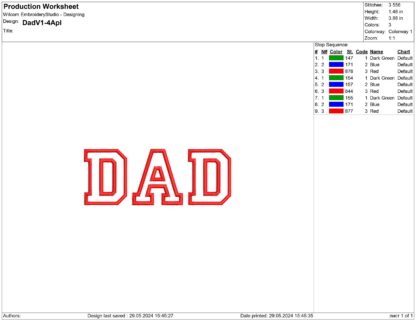 Dad applique embroidery design