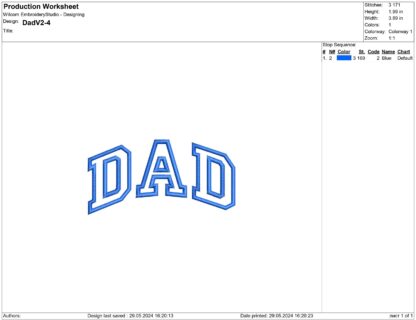 Dad Embroidery design