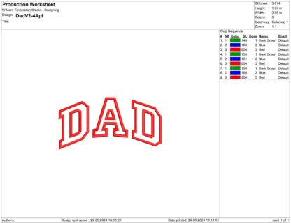 Dad applique embroidery design