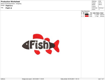Fish frame embroidery design