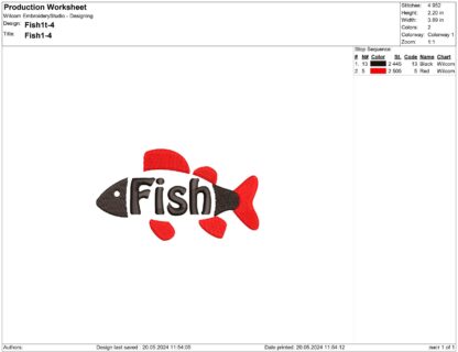 Fish frame embroidery design