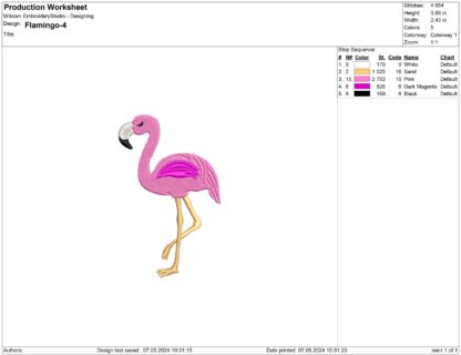 Flamingo Embroidery design