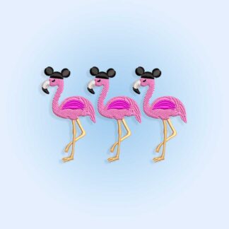 Mouse hats on Flamingos embroidery design