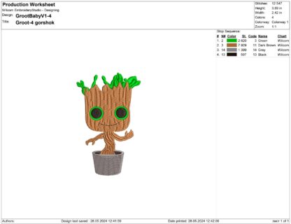 Baby Groot Embroidery design