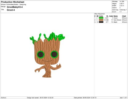 Baby Groot Embroidery design