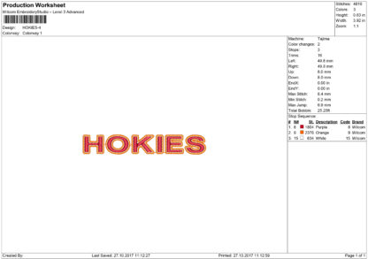 Hokies Embroidery design