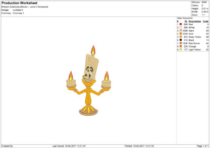 Lumiere embroidery design