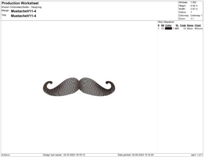 Mustache embroidery design