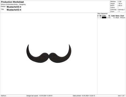 The Imperial style mustache embroidery design
