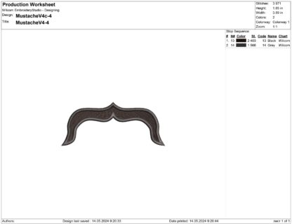 mustache embroidery design