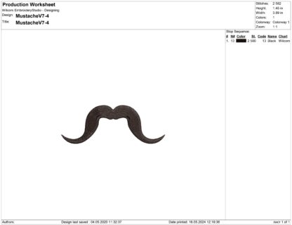 The Mexican style mustache embroidery design
