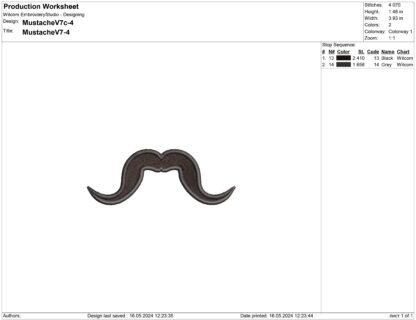 The Mexican style mustache embroidery design