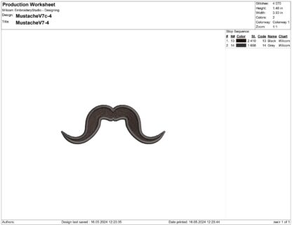 The Mexican style mustache embroidery design