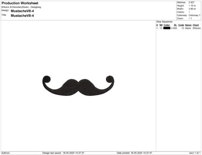 The Imperial style mustache embroidery design