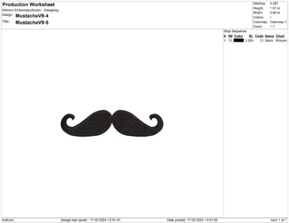 The Connoisseur style mustache embroidery design