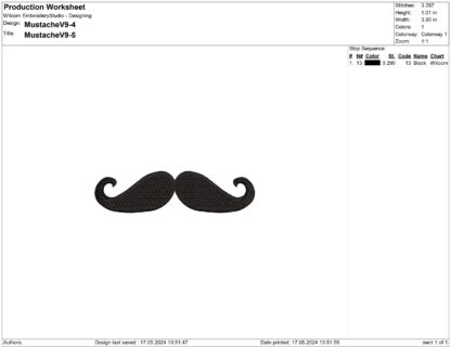 The Connoisseur style mustache embroidery design