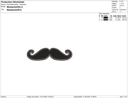 The Connoisseur style mustache embroidery design