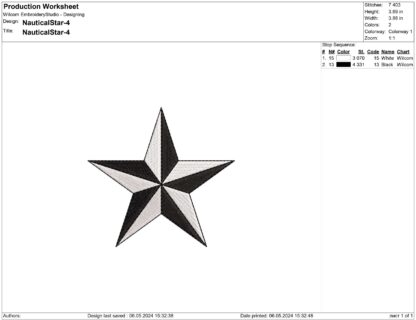 Nautical star embroidery design