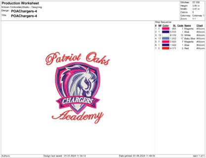 Patriot Oaks Academy Embroidery design