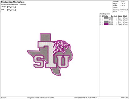 Texas Southern Tigers Embroidery design