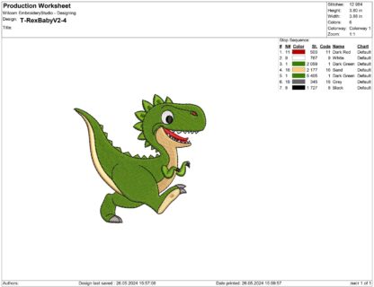 T-Rex Dinosaur embroidery design files - Image 2