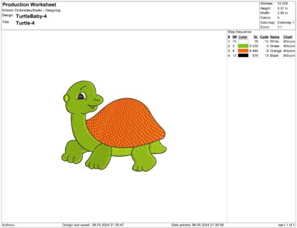 Baby Turtle Embroidery design files - Image 2