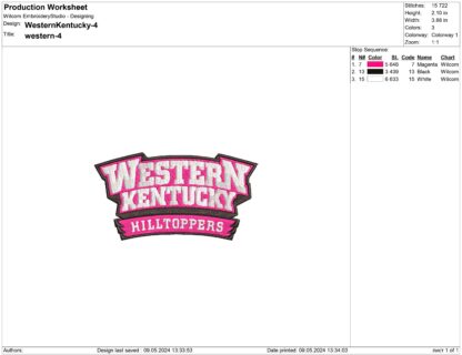 Western Kentucky Hilltoppers Embroidery design