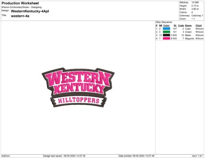 Western Kentucky Hilltoppers Embroidery design