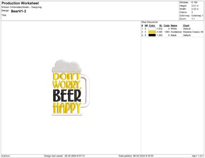 Don’t Worry, Beer Happy Embroidery design files - Image 2