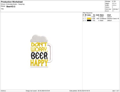 Beer Embroidery design