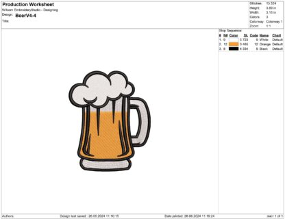 Mug of Beer Embroidery design