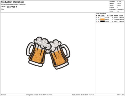 Beer Mugs Embroidery design