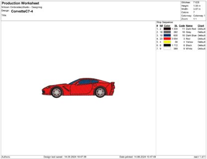 Corvette c7 Embroidery design