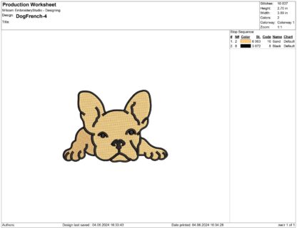 French Bulldog embroidery design