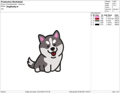 Husky embroidery design