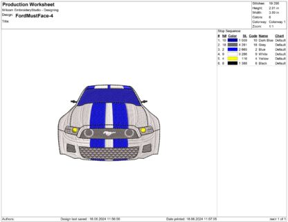 Shelby GT500 Ford Mustang Embroidery design