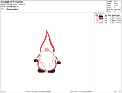 Gnome embroidery design