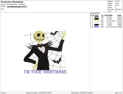 Jack Skellington embroidery design