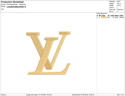 Louis Vuitton Bundle of LV logos Embroidery design