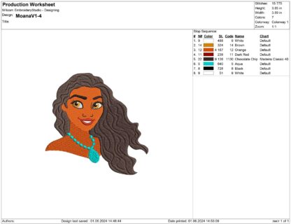 Moana embroidery design