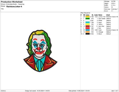 Joker embroidery design