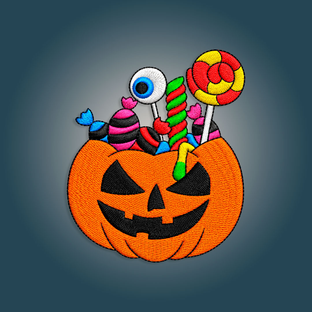 Halloween Pumpkin with candies Embroidery design