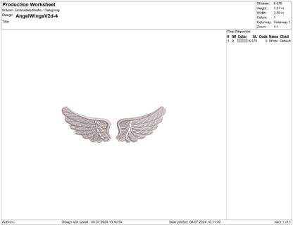 Angel wings embroidery design