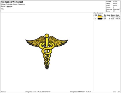 Caduceus Embroidery design