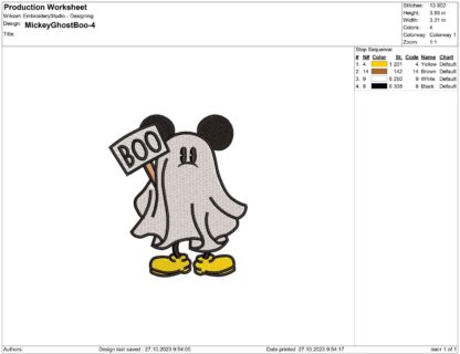 Halloween Mouse Ghost Embroidery design