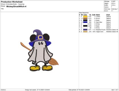 Halloween mouse in a witch hat Embroidery design