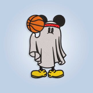 Halloween Mouse ghost with Basketball ball Embroidery design files