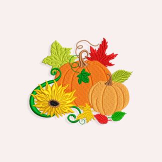 Flowers and Pumpkins Embroidery design