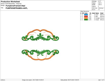 Pumpkin frame Embroidery design